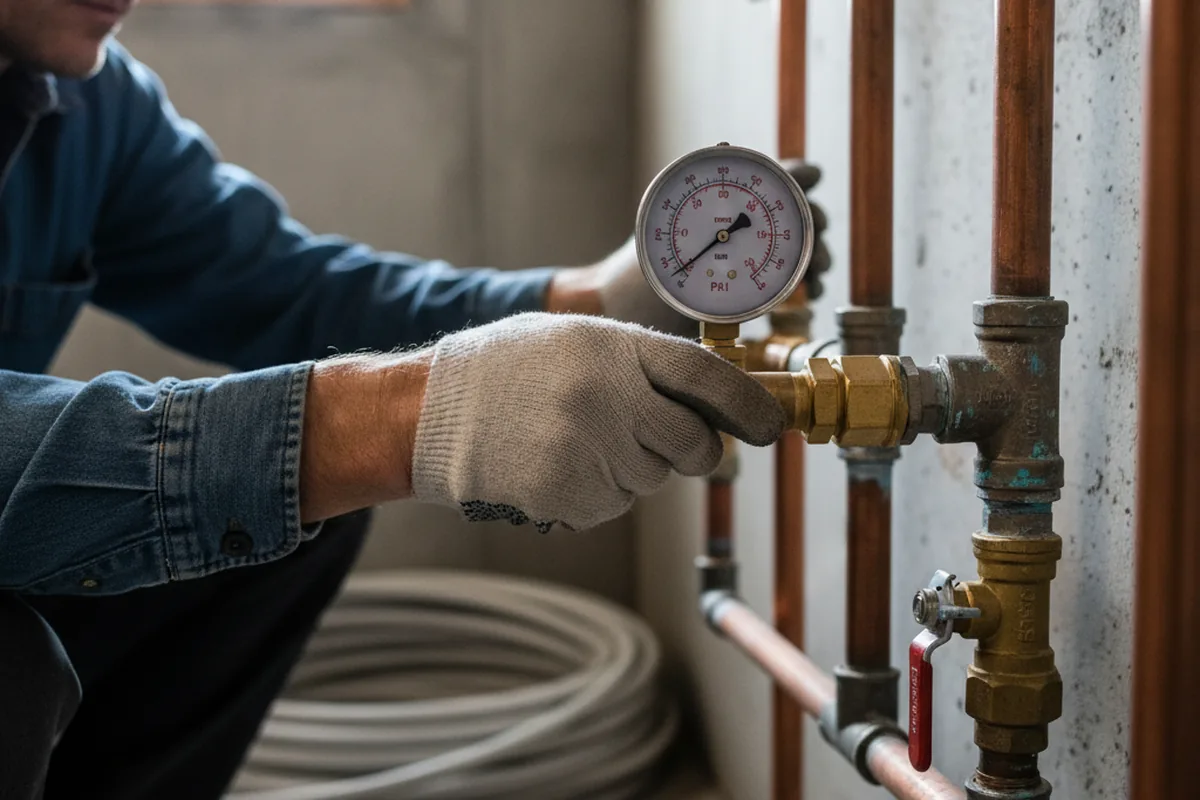 Pressure testing a repaired line during Water Line Repair in Mount Morris